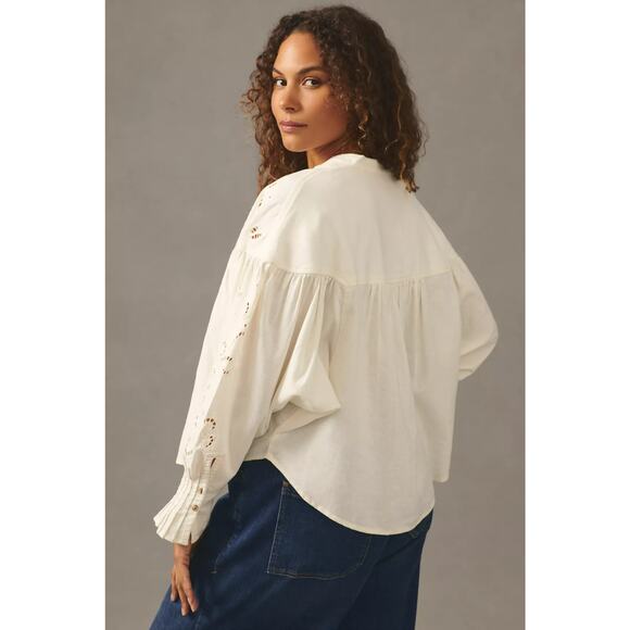 Pilcro Structured Eyelet Blouse L - Picture 7 of 7